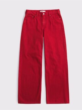 Abercrombie & Fitch Red Low-Rise Curve Love Ultra Loose Pants 32 LONG